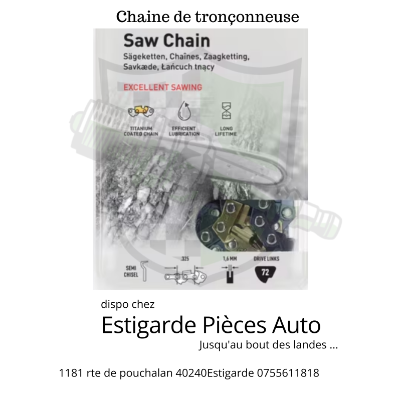 Chaîne de tronçonneuse 325 1.6 72 D