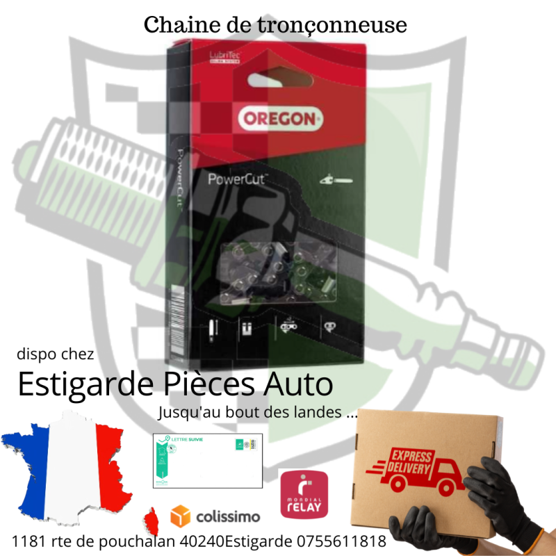 Chaîne de tronçonneuse 3/8" 1,5mm 72 DL ciseau Powercut Boite Oregon