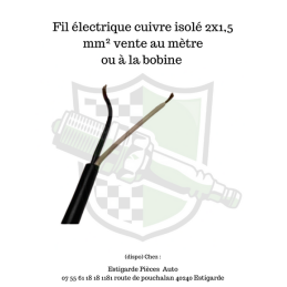 Fil électrique cuivre isolé 2x1,5 mm² vente au mètre