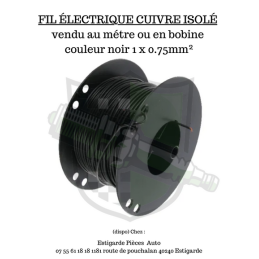Fil électrique cuivre isolé noir 1x0.75 mm² vente au mètre