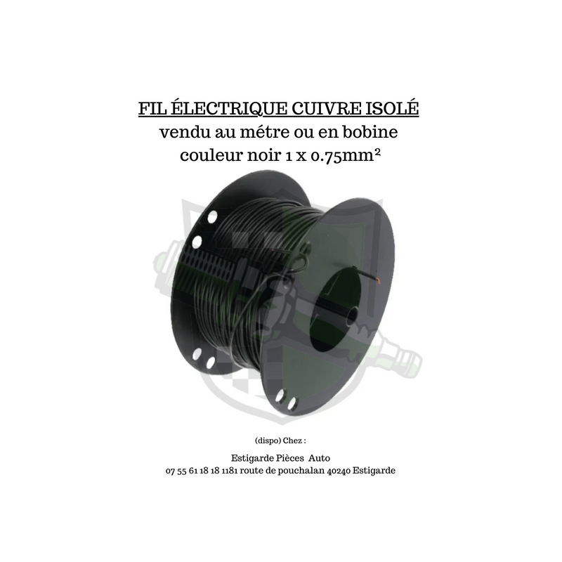 Fil électrique cuivre isolé noir 1x0.75 mm² vente au mètre