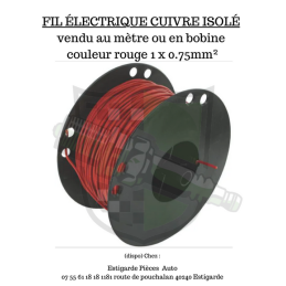 Fil électrique cuivre isolé rouge 1x0.75 mm² vente au mètre
