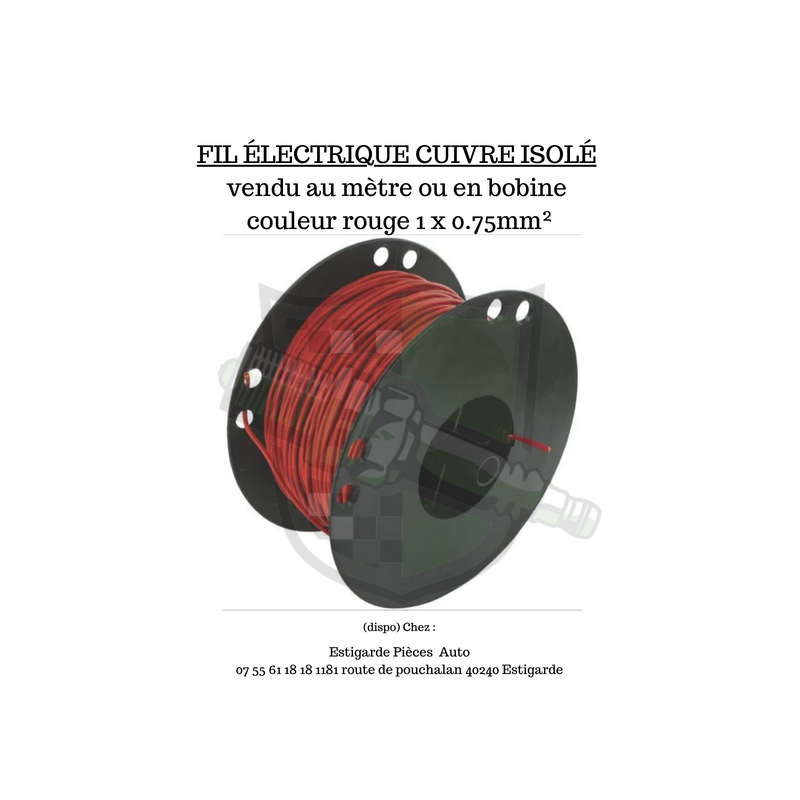 Fil électrique cuivre isolé rouge 1x0.75 mm² vente au mètre Fil électrique cuivre isolé rouge 1x0.75 mm² vente au mètre