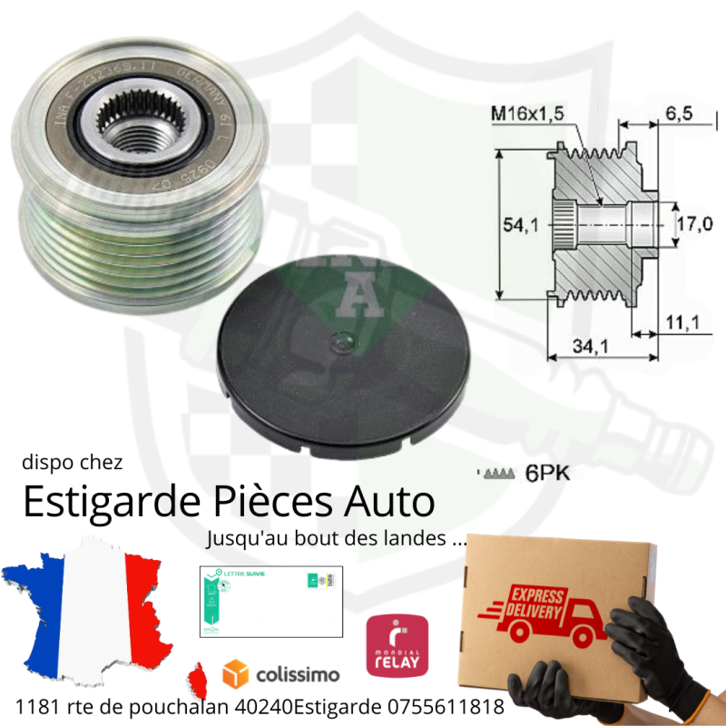 poulie débrayable d'alternateur