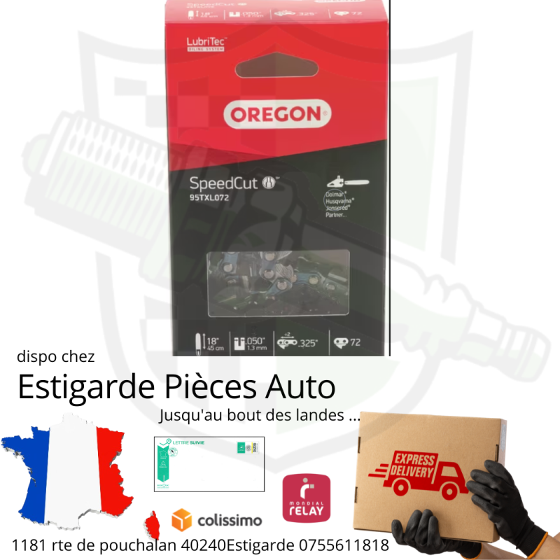 Chaîne de tronçonneuse .325" 1,3mm 72 DL demi-ciseau Speedcut Boite Oregon