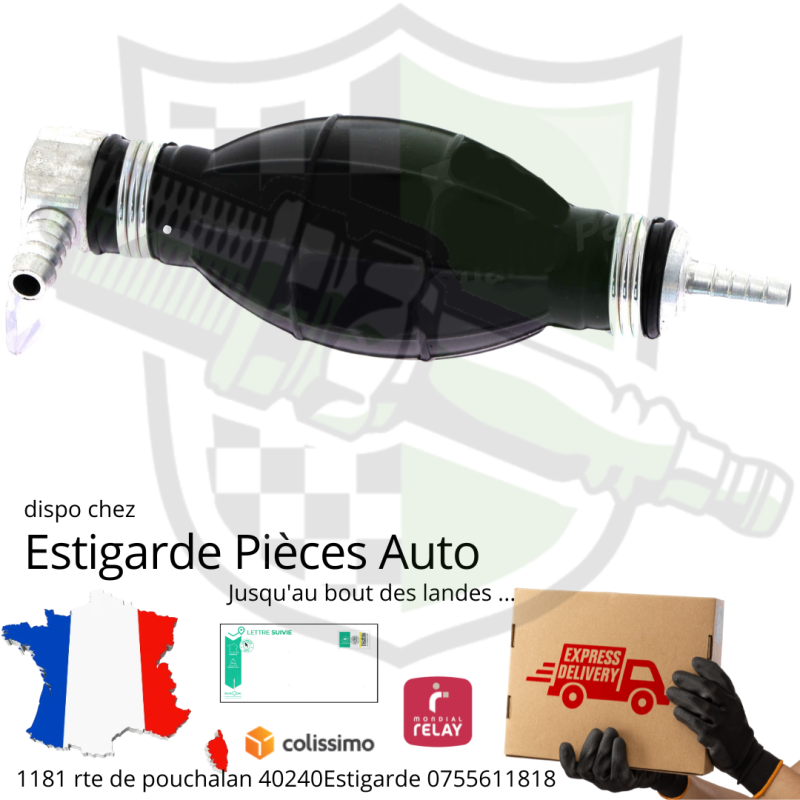 Poire/Pompette amorçage gasoil  8mm/8mm 1droit/1coudé