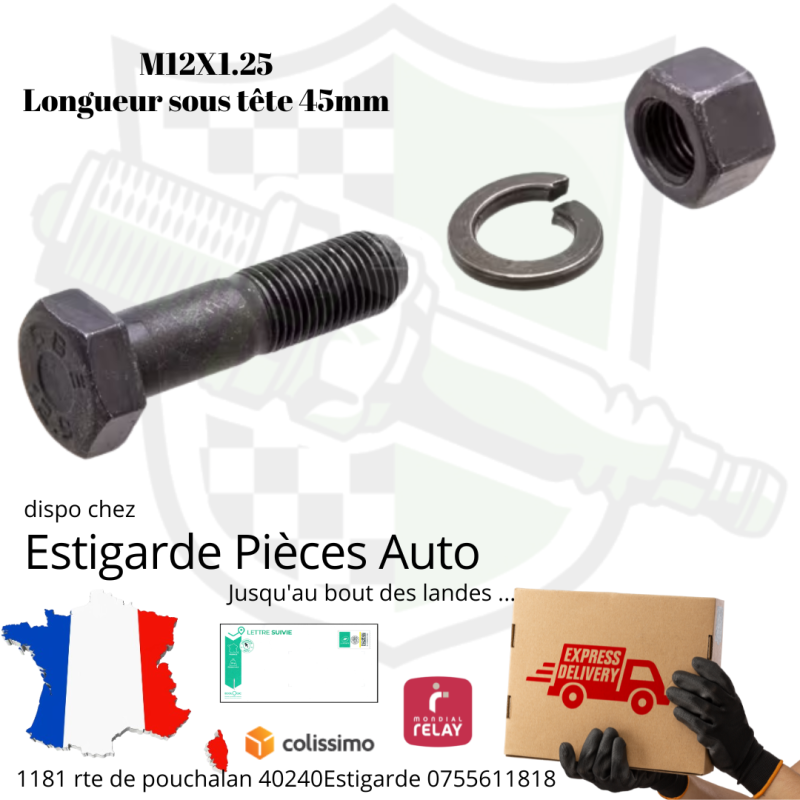 Boulon M12x1,25x45 - 12.9