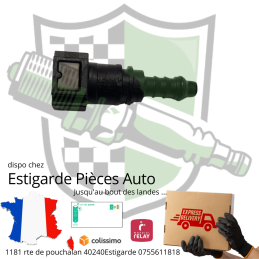 Raccord carburant clip F rapide 8mm/8mm droit