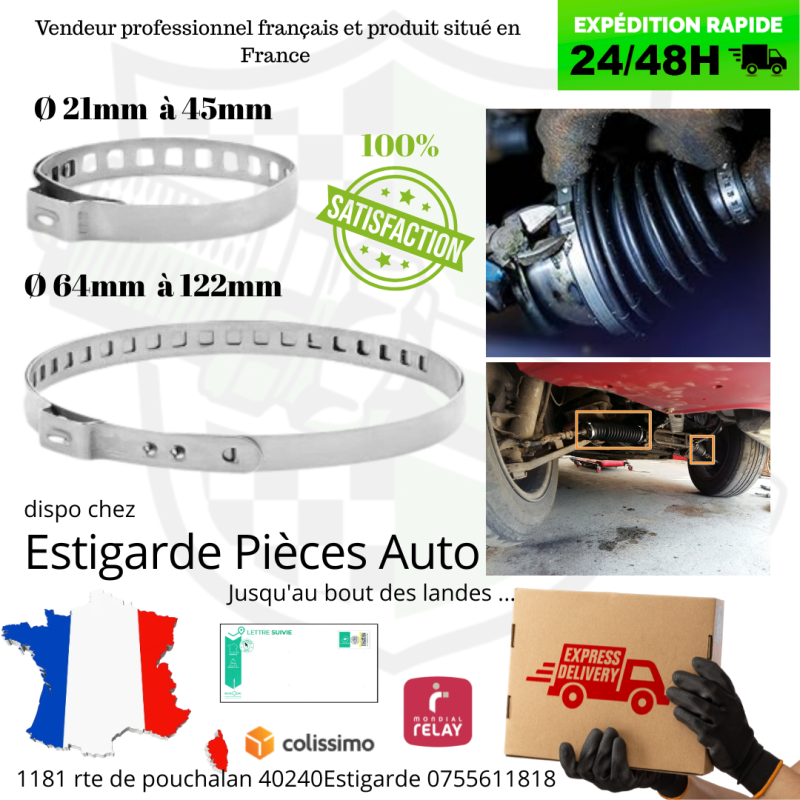 Jeu de collier de soufflet de cardan , crémaillère  et autre ( à sertir )