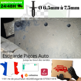 Agrafe de carrosserie universelle pour trous de base 6,5 mm à 7,5mm vente à l'unité